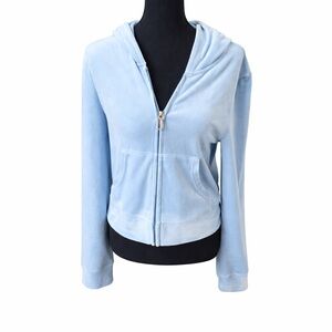 Juicy Couture Light Blue Zip-Up Hoodie Jacket Size M